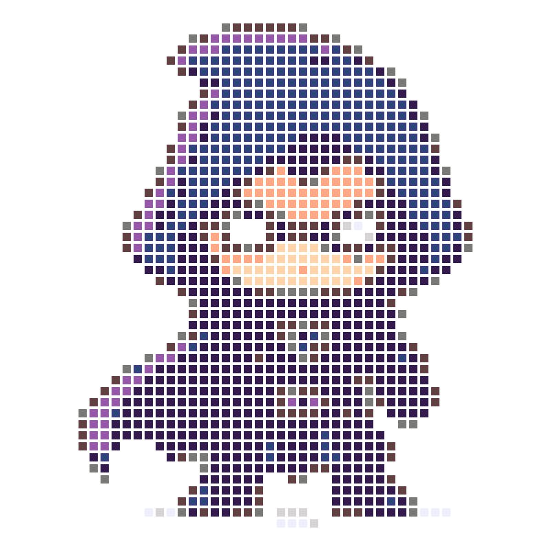 Chibi-style cute purple hooded assassin cartoon character