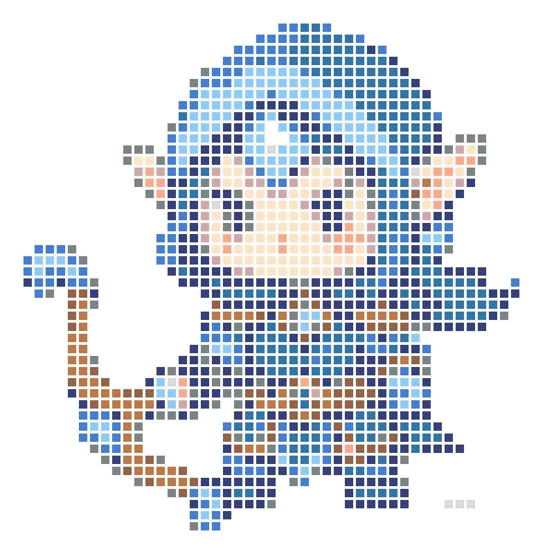 Chibi-style blue-themed elf archer cartoon character