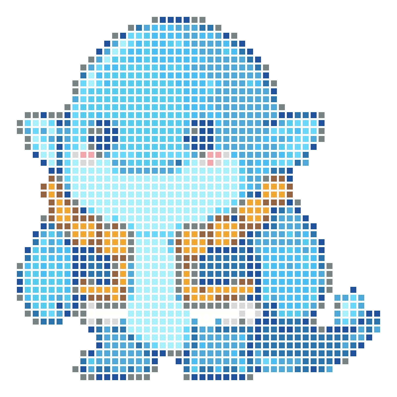 Cute chibi-style blue ocean cartoon elf