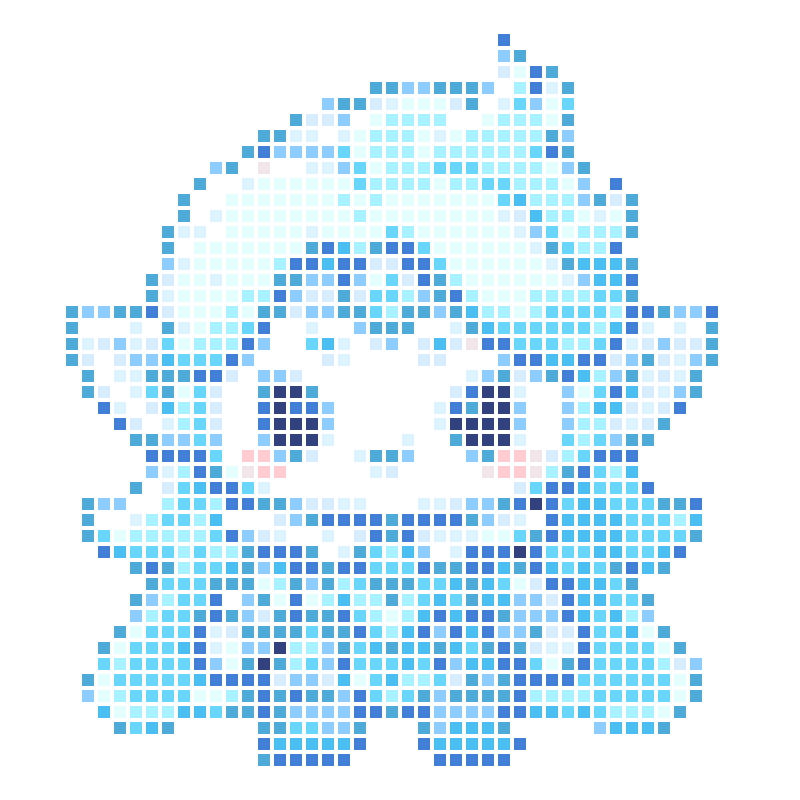 A cute chibi-style ice elf cartoon character