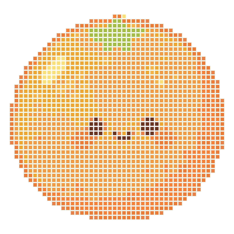 Cute cartoon smiling orange full of energy
