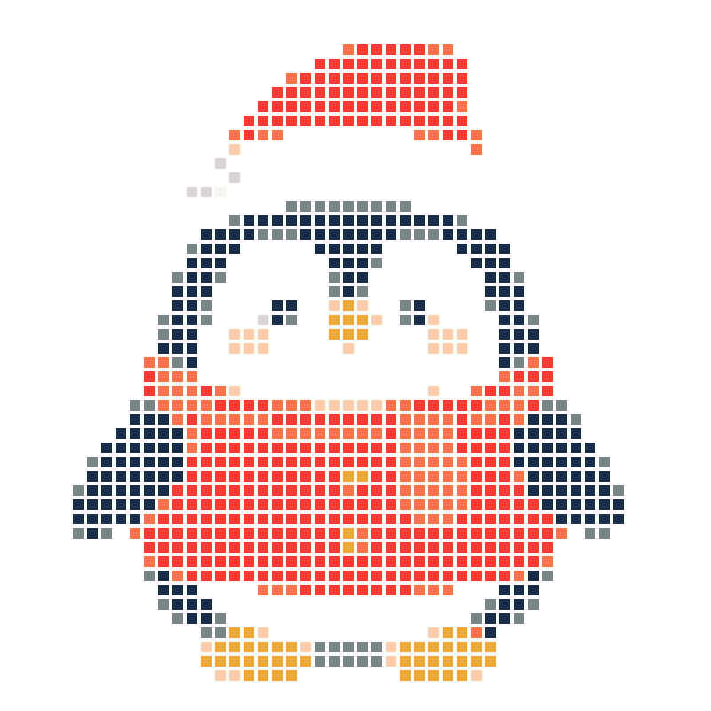 A cute cartoon penguin dressed for Christmas