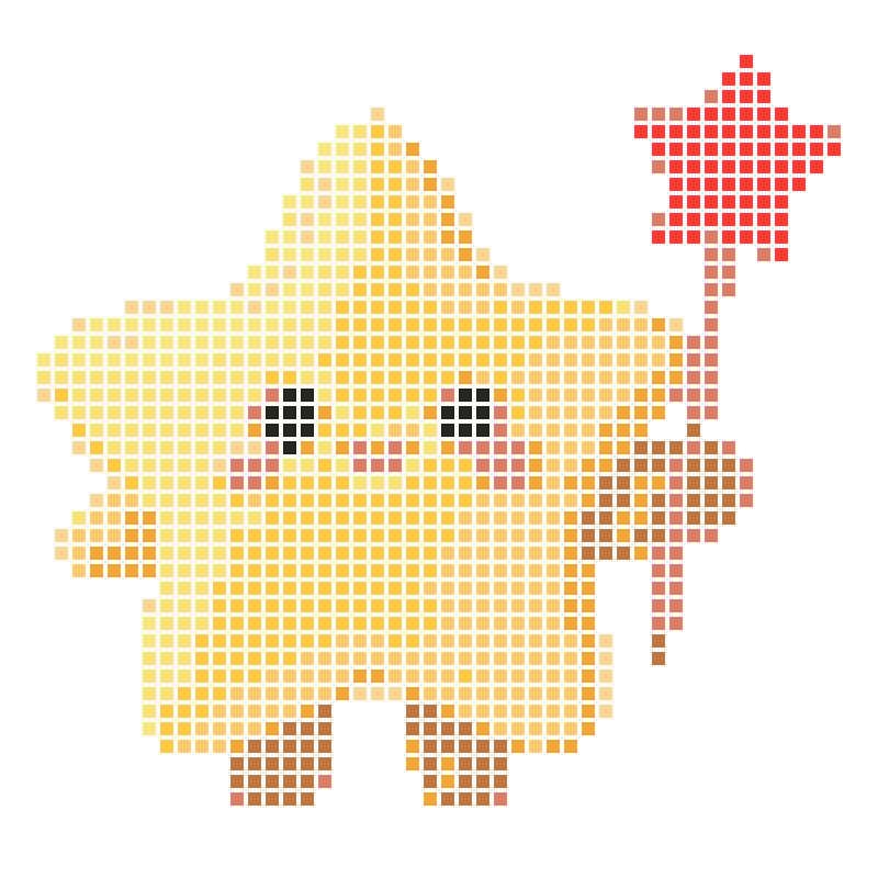 The adorable star doll holds a red star magic wand