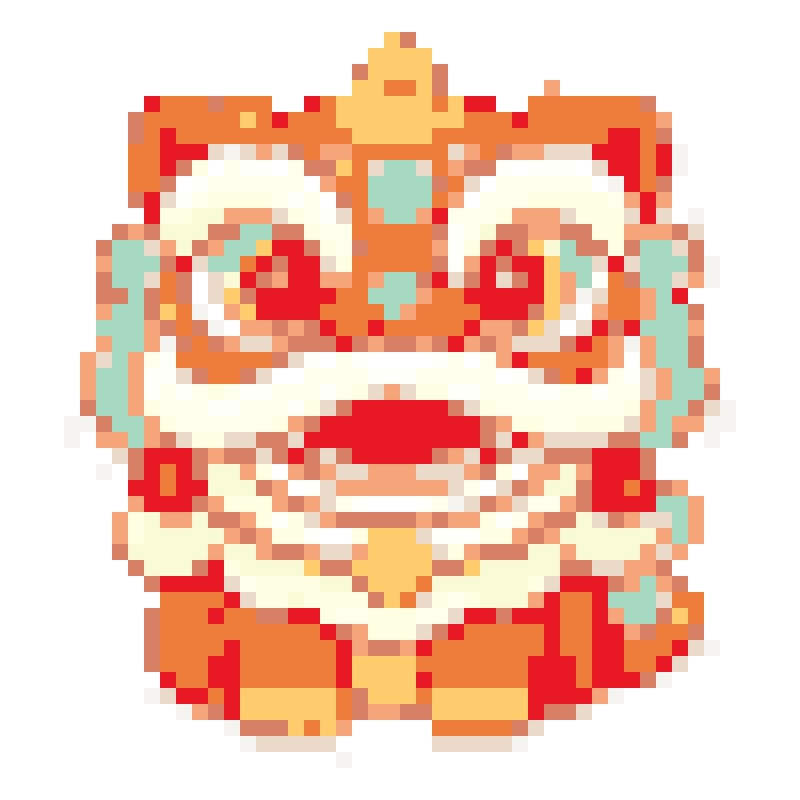 Chibi cartoon lion dance: a cute and festive traditional auspicious beast