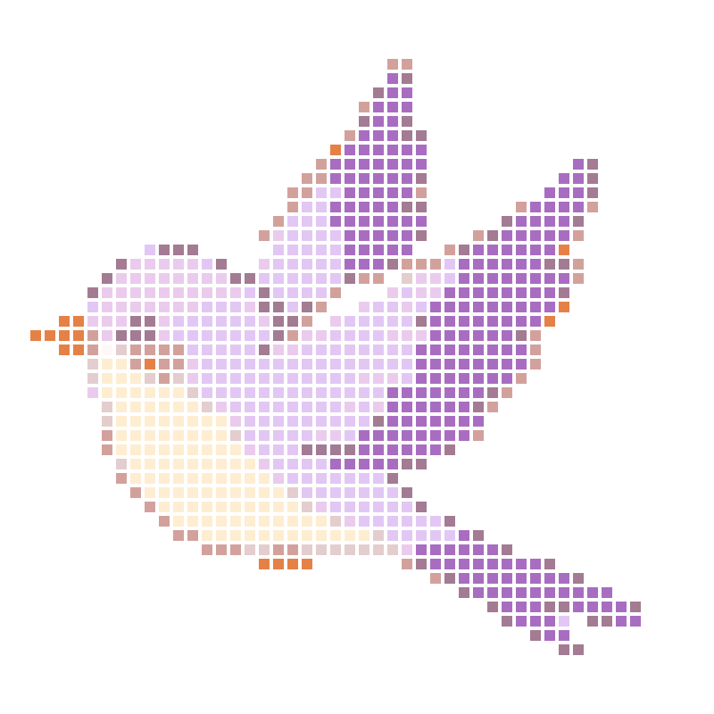 Cute cartoon purple bird sticker spreading its wings to fly