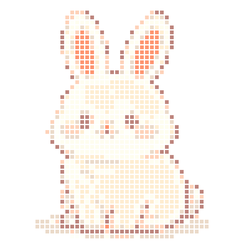 A cute and healing cartoon white bunny