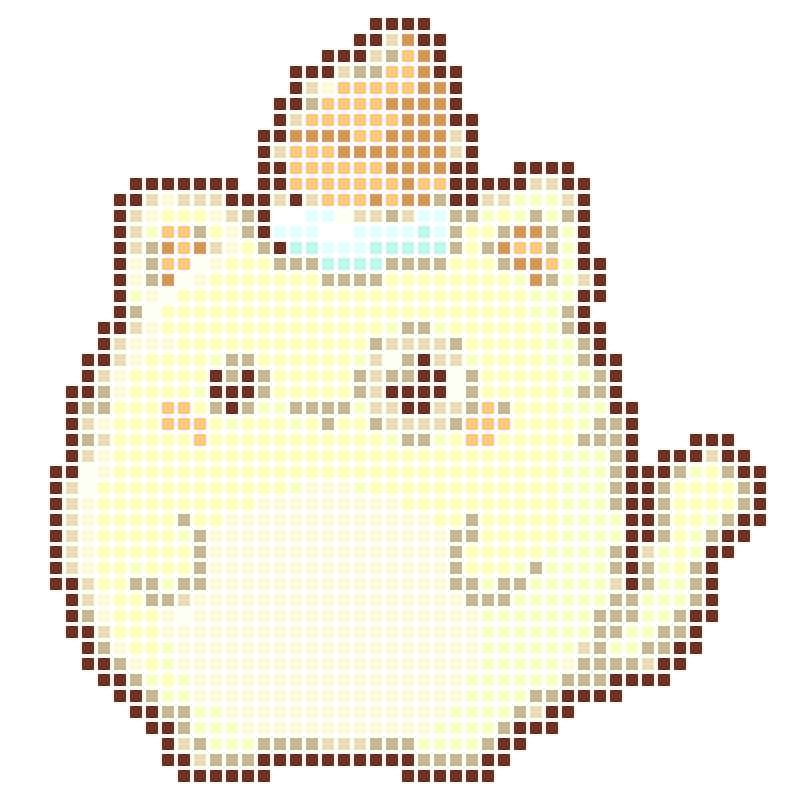 A soft, cute pale green chubby cat with ice cream on its head