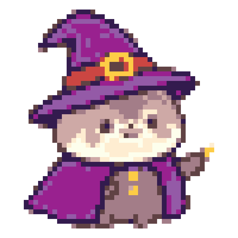 Cute little wizard with a cute cartoon magic character