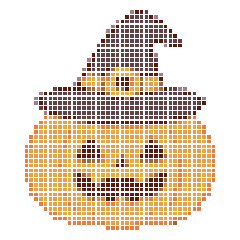 Cute Halloween pumpkin lanterns wearing wizard hats