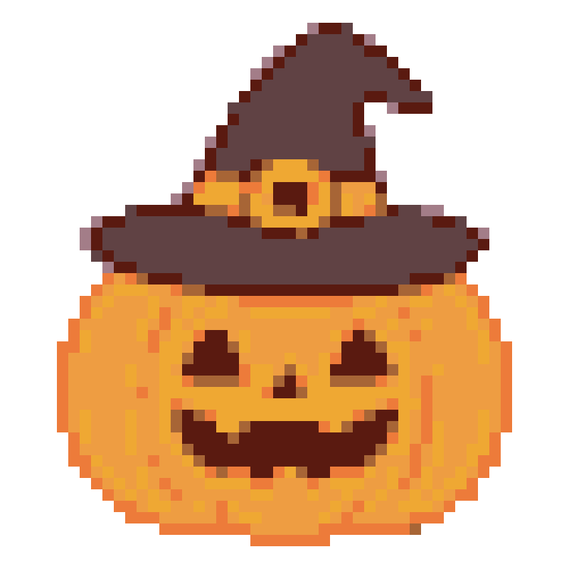 Cute Halloween pumpkin lanterns wearing wizard hats