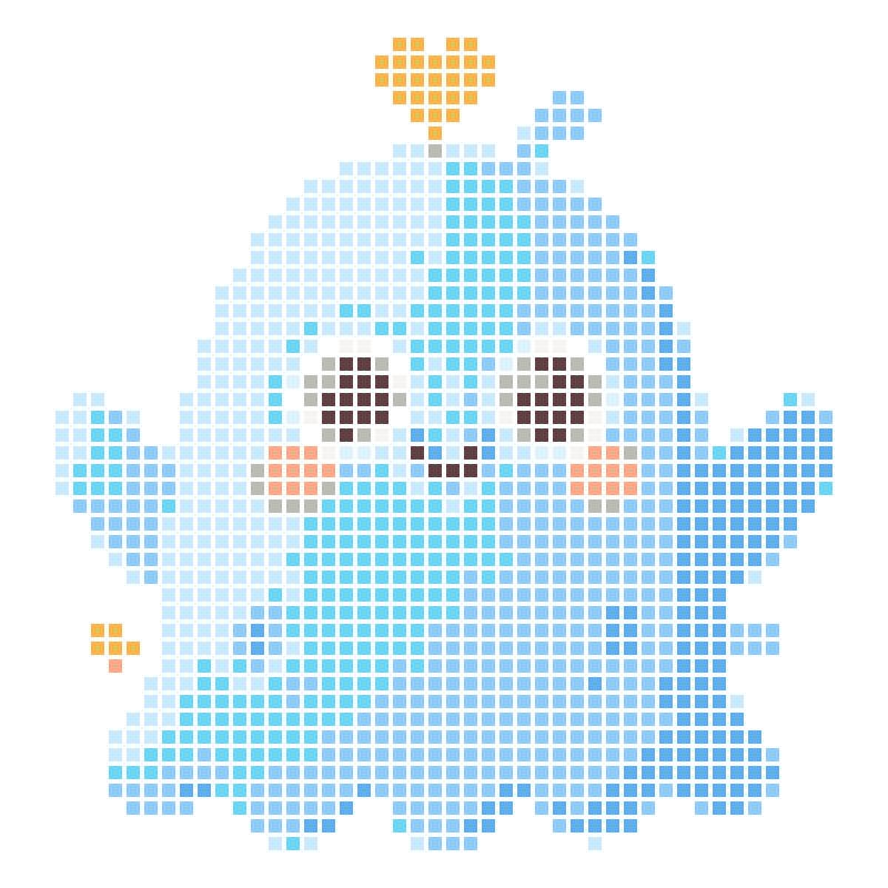 A soft and adorable blue cartoon monster with a heart on its head