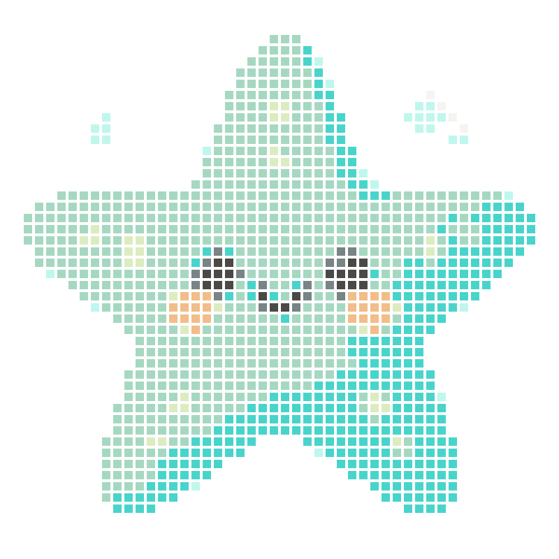 Soft and cute cartoon mint green starfish