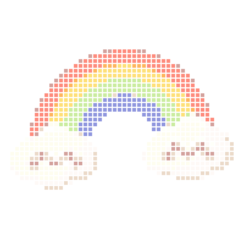 Cute cartoon rainbows and smiling little clouds