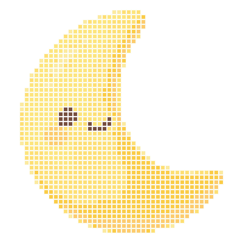A soft and cute cartoon smiling little moon image