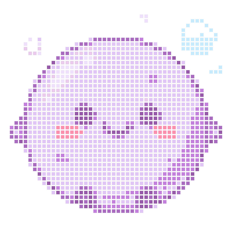 A soft, cute, and healing purple bubble little creature