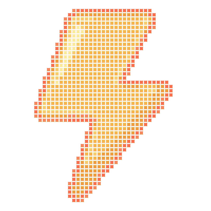 A rounded and cute cartoon orange lightning icon