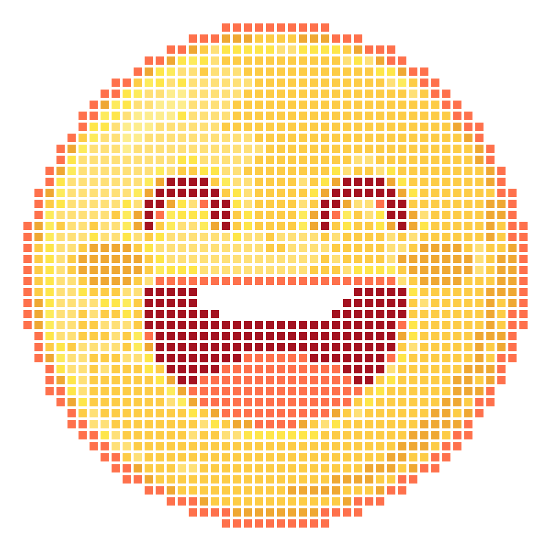 A cute yellow round smiley face grinning broadly