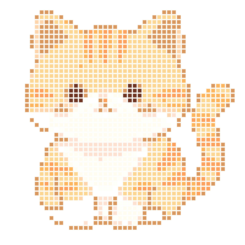A soft, cute cartoon orange cat with a well-behaved and charming appearance