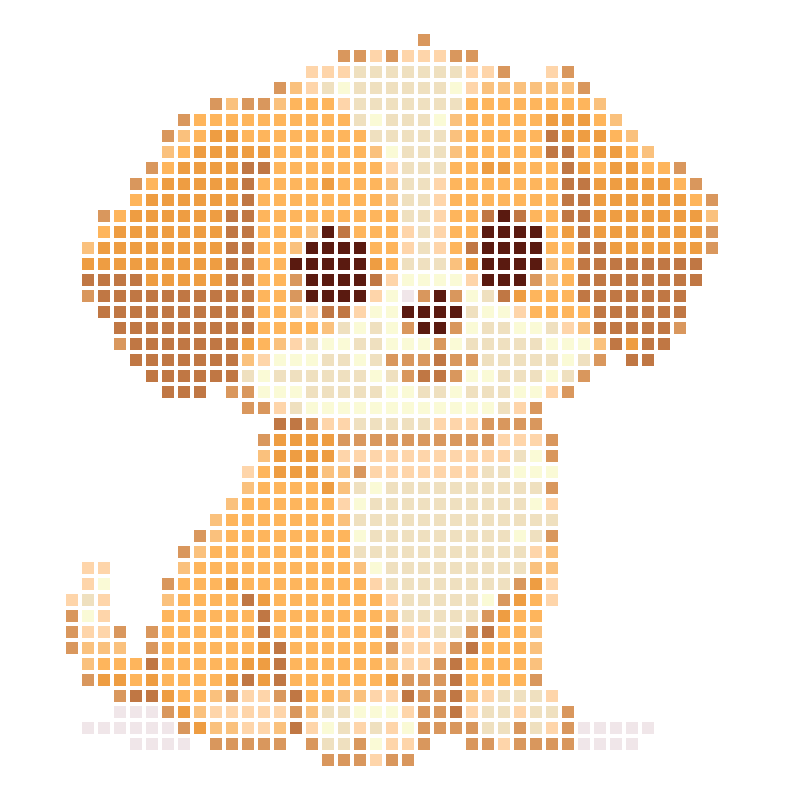 Big-eyed, cute cartoon puppy—well-behaved and charming