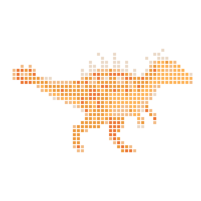 A cute orange spiny cartoon dinosaur