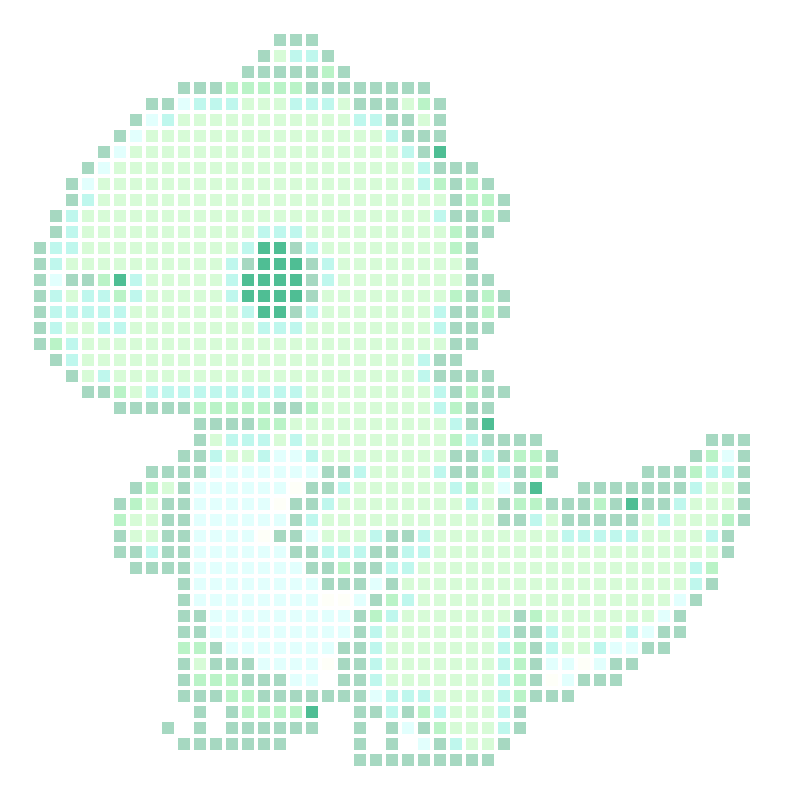 Cute mint green chibi-style little dinosaur cartoon character