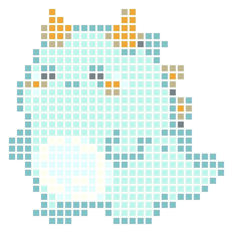 A round, cute cartoon dinosaur