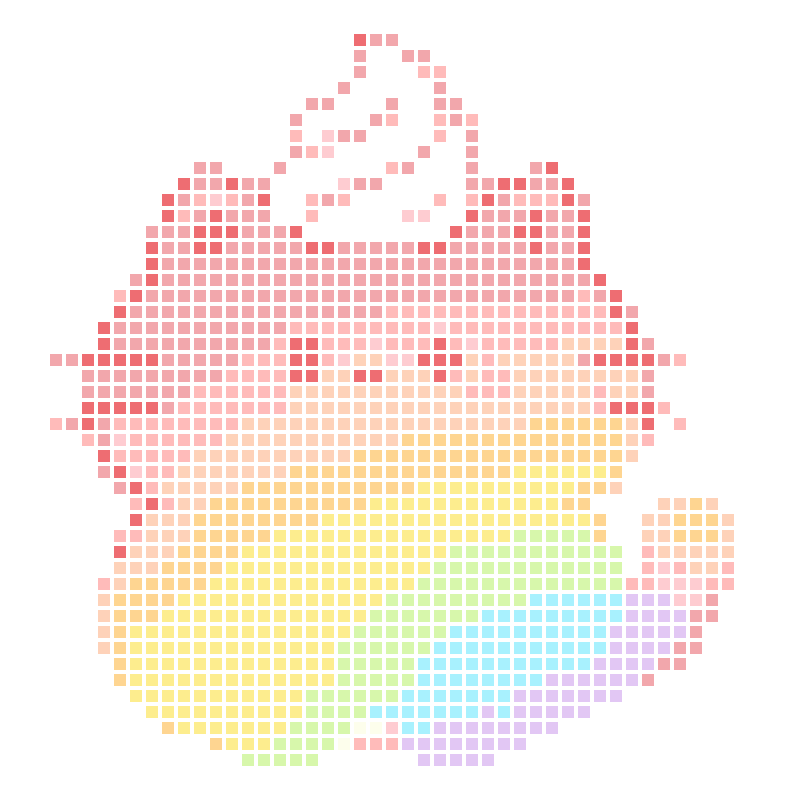 A creamy rainbow on her head turning soft and cute like a little cat