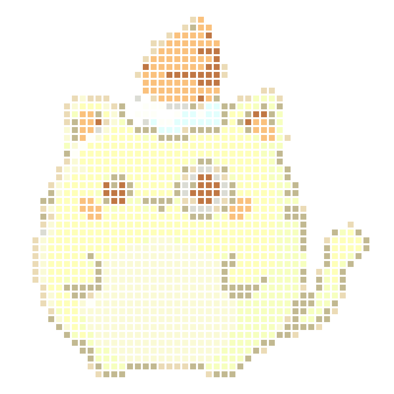 A super cute, pale green, round kitten with ice cream on its head