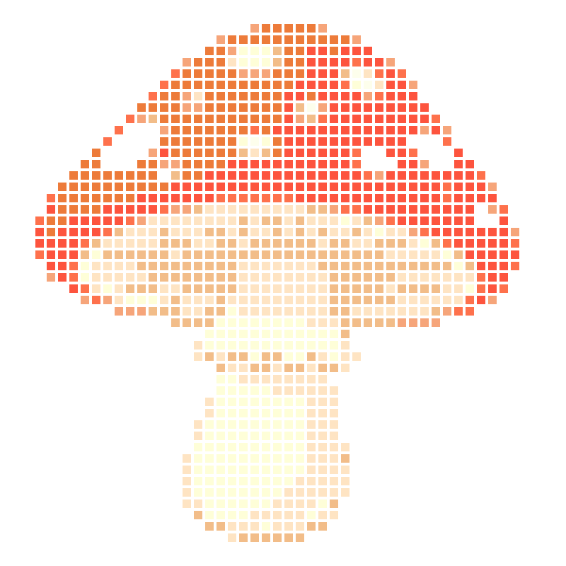Cute cartoon-style illustration of red-spotted mushrooms