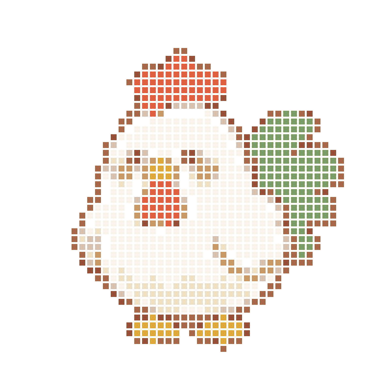 A soft, cute, round cartoon rooster image
