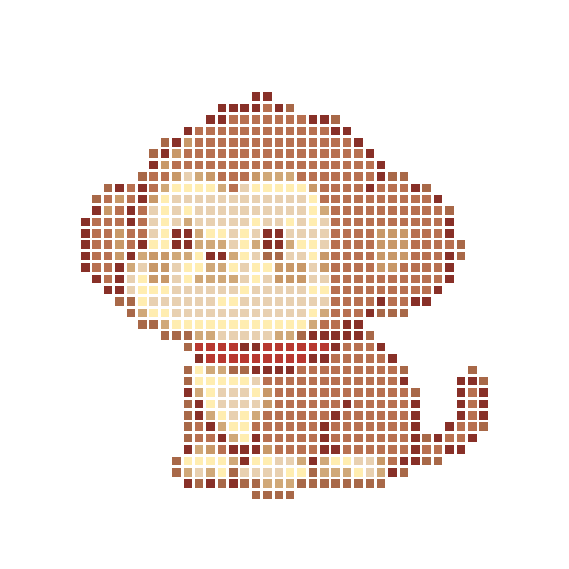 A cute and silly cartoon monkey with a soft and charming appearance