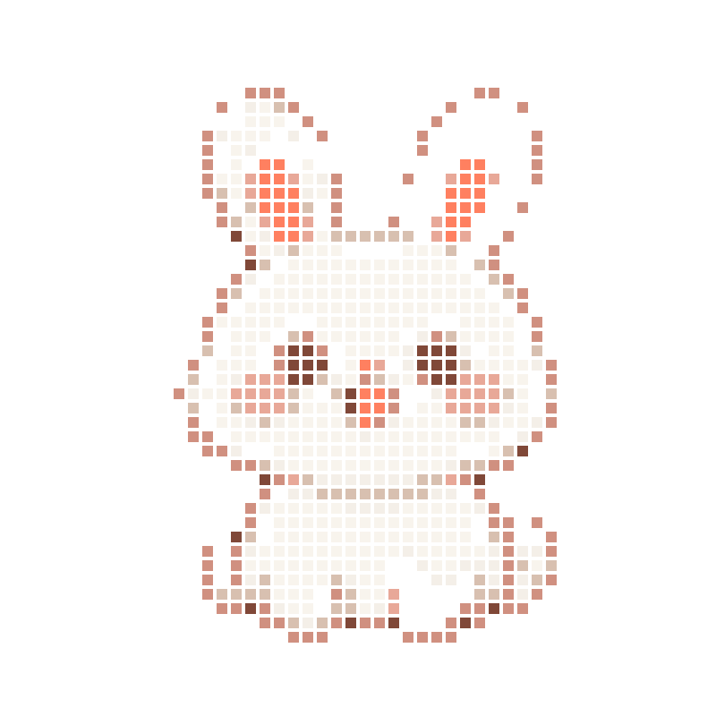 A soft, cute, and radiantly smiling cartoon white rabbit
