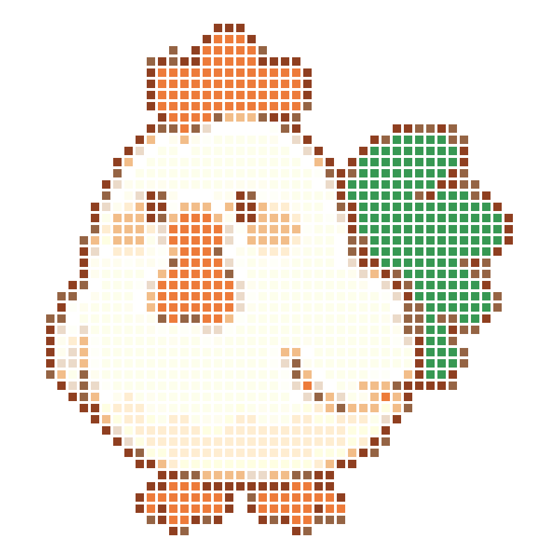 A soft, cute, round cartoon rooster image