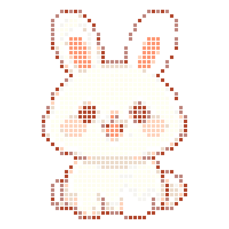 A soft, cute, and radiantly smiling cartoon white rabbit