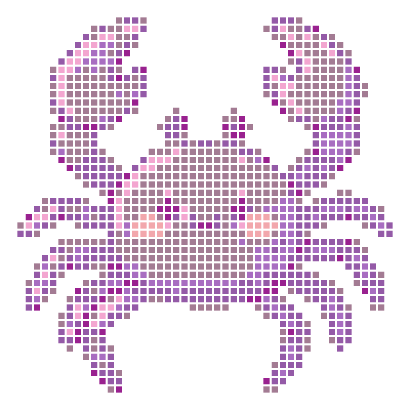 A soft and adorable purple cartoon little crab