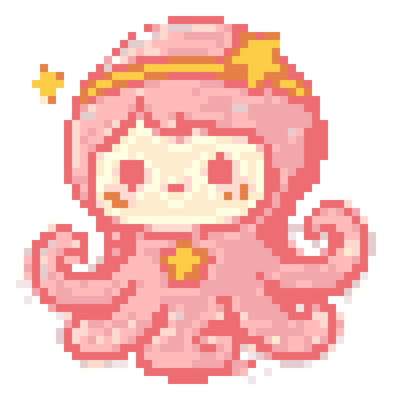 Cartoon octopus stickers decorated with cute pink stars