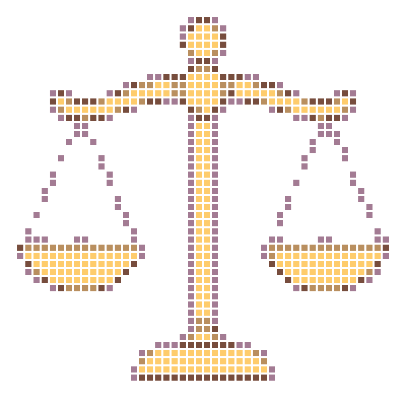 A cartoon balance icon symbolizing fairness and justice
