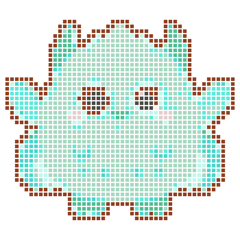A round, cute mint green little monster