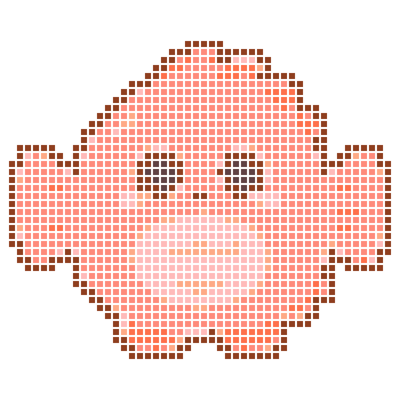 A round, chubby, cute pink cartoon fish